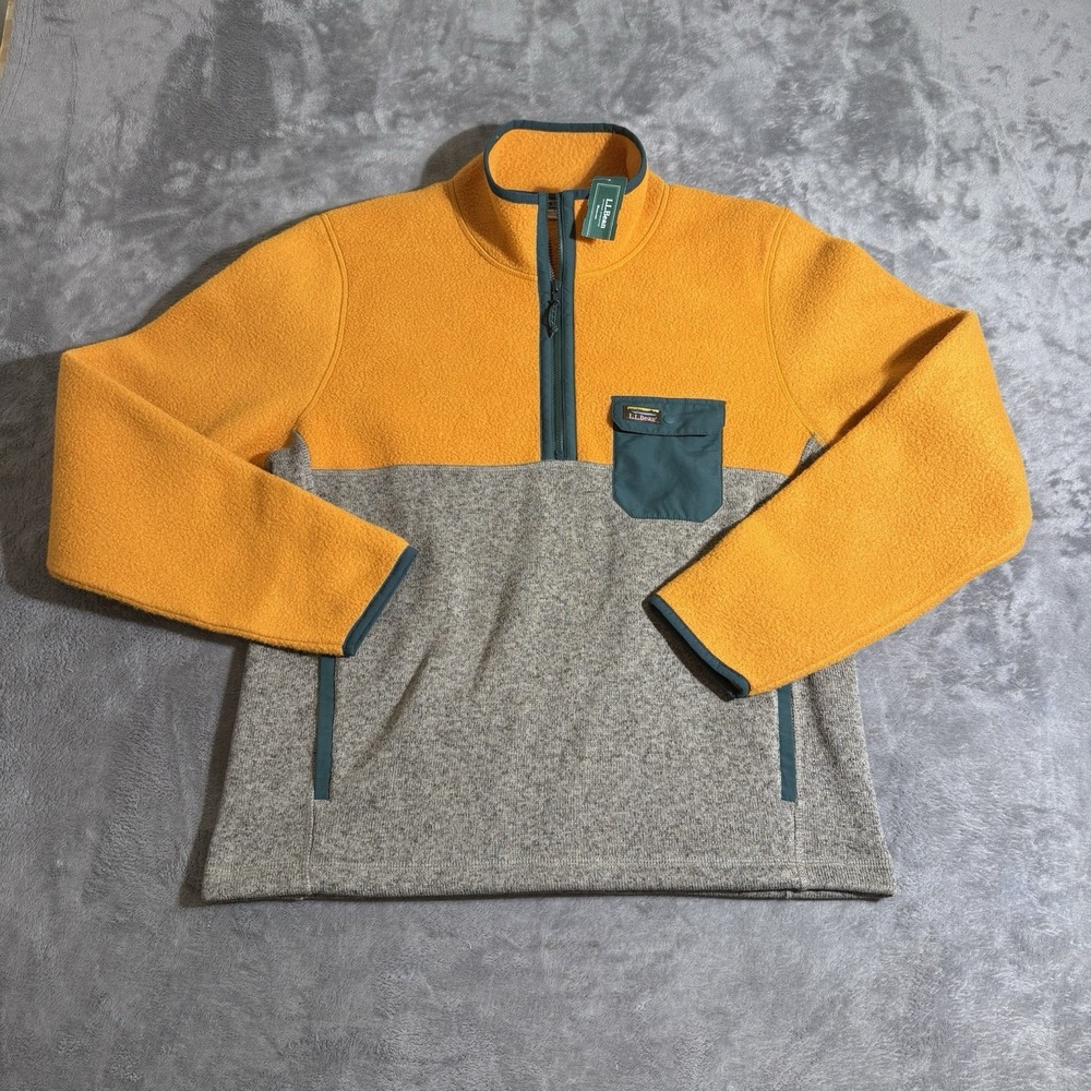NWT L.L. Bean Sweater Fleece Sherpa Hybrid Pullover Quarter Zip Men's Medium Reg